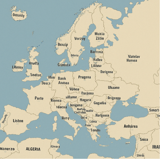 Generierte Karte der Hauptstädte Europas